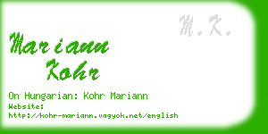 mariann kohr business card